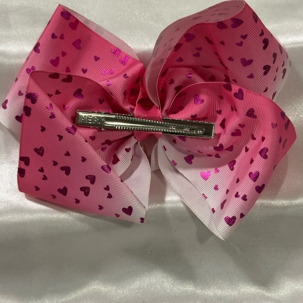Pink Ombre Heart Hair Bow- bundle 2+ and save on shipping.